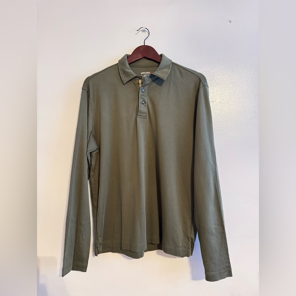 UNTUCKit Green Long Sleeve Polo Shirt